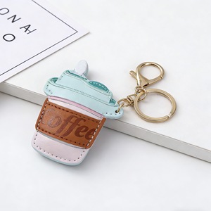 Llavero de cuero PU con forma de taza de café, colgante para bolso, diseño de moda, lindo, para coche, mochila, accesorio decorativo - Product Image 2