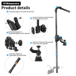 VINmounts high-quality fish finder mount with 32mm carbon fibre <b>rod</b> | Adjustable boat sonar mount for fish finders - Product Image 3