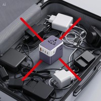 Adaptateur de voyage universel pliable de poche 45W GaN tout-en-un USB-C, adaptateur secteur multi-prises pour la maison et le bureau
