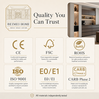 Buffet sur mesure avec tiroirs gris mat et colonne d'affichage ouverte lumineuse |   Salle à manger moderne |   OEM