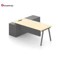 Bureau de direction moderne avec armoire latérale fixe, poste de travail de gestionnaire avec gestion des câbles pour bureau professionnel
