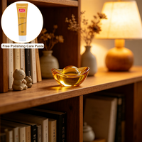 Adorno de Feng Shui de Cristal Amarillo en Forma de Lingote Dorado, Estatua de Yuan Bao de Cristal para Decoración del Hogar o Escritorio, Incluye Pasta de Pulido de 10 ml