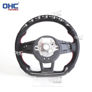 Volante LED de Fibra de Carbono Real para VW Mk7 Mk7.5 Golf <span class=keywords><strong>Gti</strong></span> Jetta <span class=keywords><strong>Polo</strong></span> 2015-2020 con Indicador LED Línea Roja/Azul (Envío desde Almacén en EE. UU.) - Product Image 2