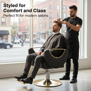 Moderner Friseurstuhl aus Stahl mit Ledersitz, Professionelle Hydraulikpumpe, Hebe- und Drehfunktion für Friseursalons - Product Image 6