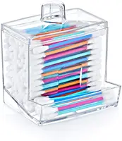 Wattenstaafje Houder Acryl Q-Tip Cottonswab Case Dispenser Clear Transparante Make-Up Case Cosmetische Organizer Container Met Deksel