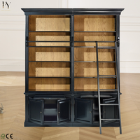 Étagère à livres réglable en bois de haute qualité pour salon avec échelle, ensemble d'étagères personnalisable