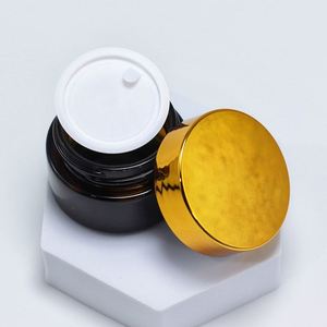 Vente en gros de contenants cosmétiques en verre ambré pour crème pour le visage, 30g, 50g, 60g, 100g, 120g, 150g, 240g, 270g, avec couvercle à vis noir ou doré - Product Image 2
