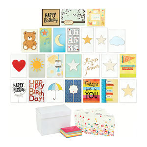 Fabricant OEM, cartes <span class=keywords><strong>de</strong></span> vœux personnalisées en vrac, variété assortie, joyeux anniversaire, Noël, festival, merci, avec enveloppes et boîte - Product Image 6