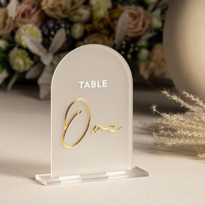 طاولة قوس أكريليك مخصصة لحفلات الزفاف ، طاولة تسجيل الأرقام مع قاعدة - Product Image 1