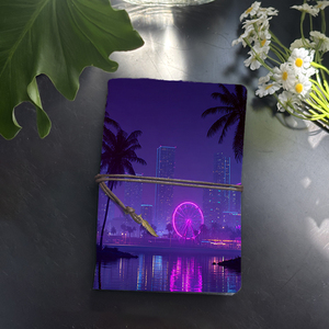 Cuaderno Vintage A6 con cierre de corbata 80 hojas de papel extraíble Regalo perfecto para notas de reunión del cliente con palmeras Ferris - Product Image 1