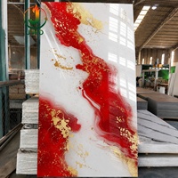 Panneau mural de douche en PVC effet marbre brillant, revêtement UV, pour armoires de cuisine, imperméable