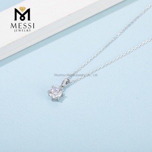 Messi Jewelry Gold Plated 1 Carat DEF Moissanite Necklace 925 Sterling Silver Necklace - Product Image 3