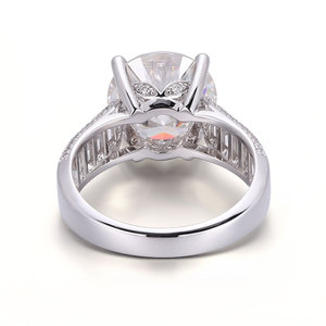 Кольцо с центральным камнем из муассанита 5 карат, оправа из белого золота 18 карат, круглый муассанит 11 мм с боковыми камнями, обручальное кольцо с лабораторным бриллиантом - Product Image 3