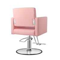 Fauteuil de Barbier Rose Glamour en Acier Inoxydable Durable - Chaise de Coiffure Hydraulique Réglable en Hauteur avec Design Matelassé Diamant pour Salon