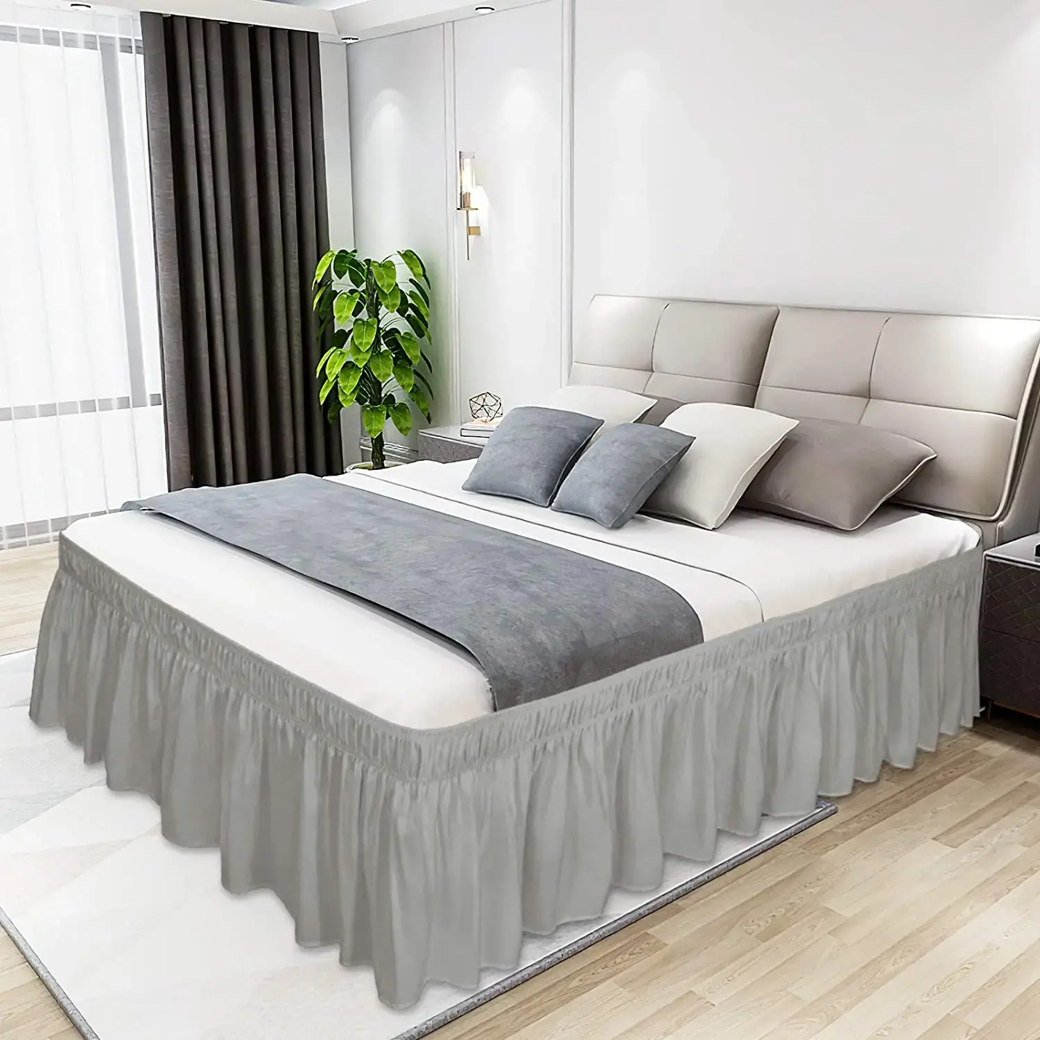 퀸 사이즈 침대 스커트 주름 방지 기능 맞춤형 홈 호텔 웨딩 짠 사계절 프릴 침대 스커트