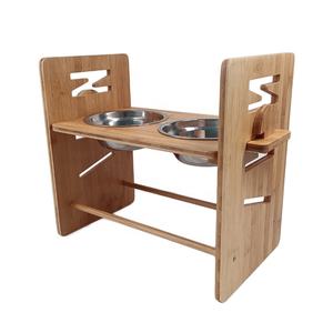 Alimentador de bambu para animais de estimação, altura saudável da natureza, subolmação ajustável, tigela do cão com suporte - Product Image 6