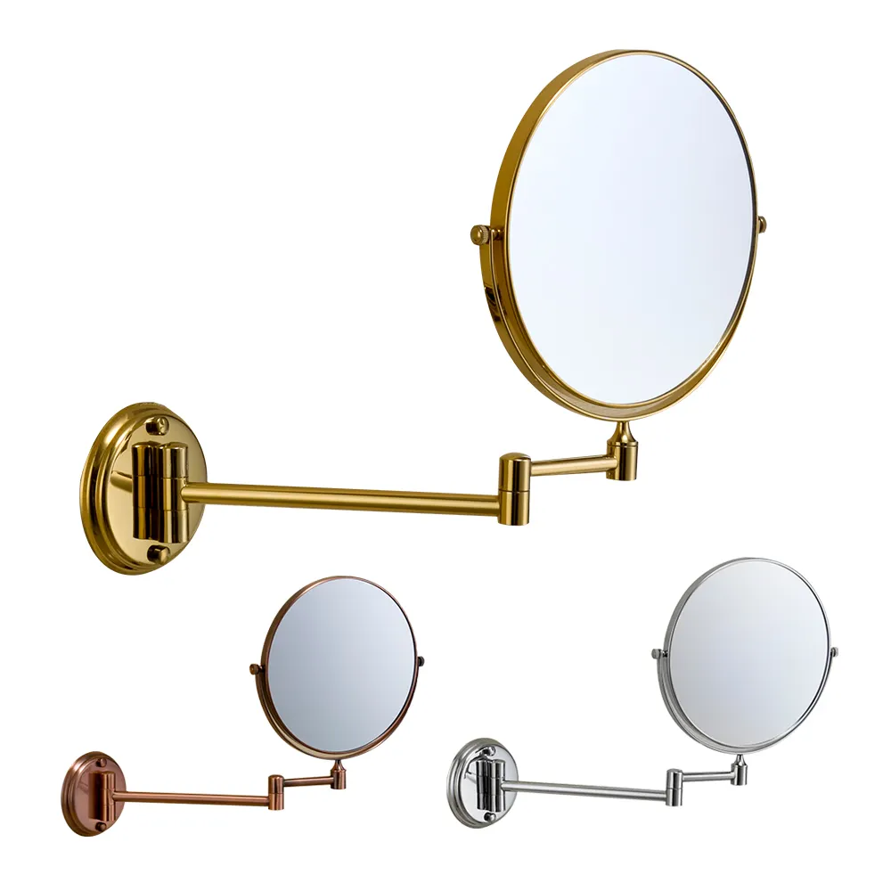 Gold 360 Degree Double Sided Wall Mounted Makeup Mirror Beauty Cosmetic Mirror Bathroom Decor Glass Material Birthday Occasions