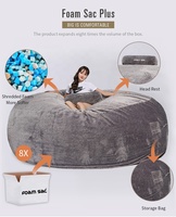 SCHAUM SAC Nach sherpa licht grau oversize 9ft 7ft 6ft runde faux pelz große sitzsack stuhl sofa bett