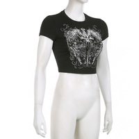 Camisetas ajustadas de verano, ropa de calle, Camiseta con estampado gráfico gótico Harajuku, camiseta sin mangas para mujer, Top Vintage corto, ropa Y2K, camiseta