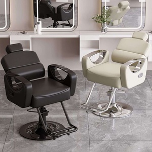 Nouveau fauteuil de barbier inclinable noir avec structure en acier inoxydable et siège en cuir pour usage scolaire et commercial - Product Image 5