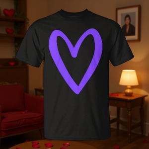 Camiseta Vintage con Corazón Morado Estilo Retro para el Día de San Valentín, Diseño de Corazón Pequeño para Promociones - Product Image 2