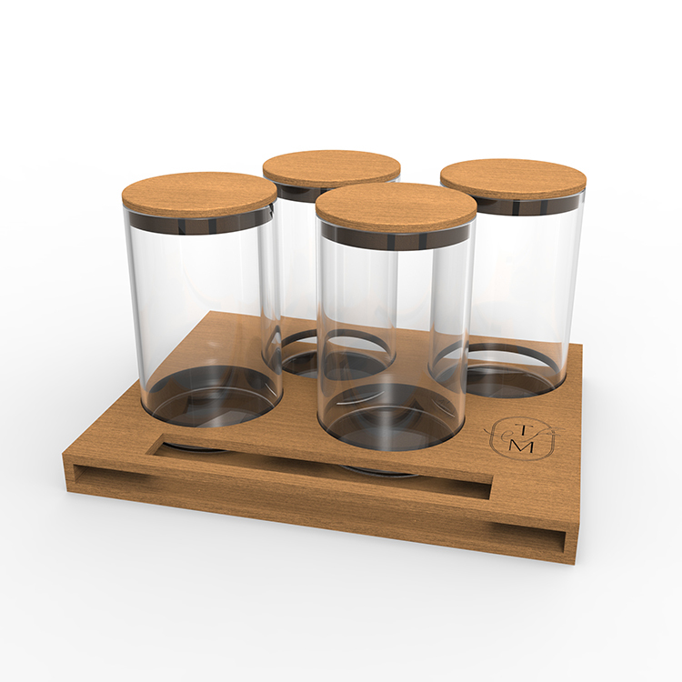 Hot Selling Customized Tea Jar Display Stand Wooden Bamboo Display Rack With Laser Engraved Logo