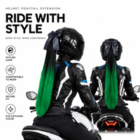 Extension de cheveux synthétiques dégradés en queue de cheval avec nœud pour casque, accessoire de coiffure pour casque de moto pour motard