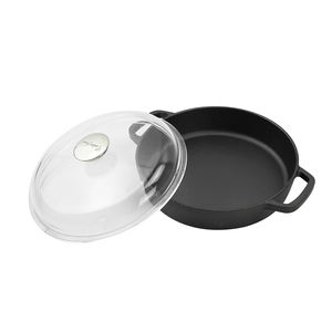 Poêle à frire en fonte pré-assaisonnée de haute qualité Couvercle en verre écologique Deux poignées latérales Design moderne pour la <span class=keywords><strong>friture</strong></span> Wok de cuisson - Product Image 2