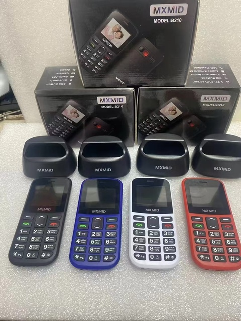 2026 Factory B210 Seniors Cordless Phone Big Buttons Dual SIM Card SOS Feature 1000-1499mAh Battery 0.08MP Rear Camera TFT