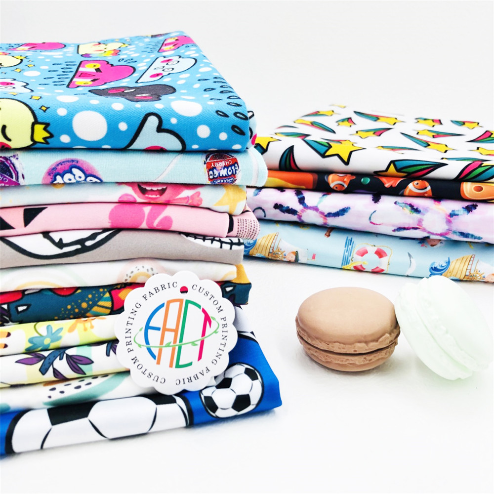 Пользовательский мультяшный дизайн цифровой печати 95% хлопок 5% спандекс хлопок французский махровый флис ткань для толстовок