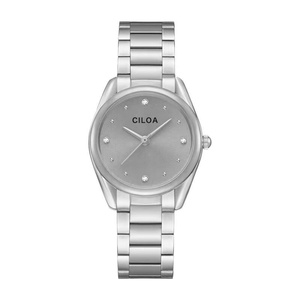 Reloj CILOA plateado redondo personalizable para mujer, regalo de lujo para el lugar de trabajo, nuevo reloj de cuarzo compacto y exquisito a la moda. - Product Image 1