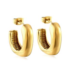 Pendientes Grandes de Alta Calidad Chapados en Oro 2023 para Mujer, Pendientes Huggie Antialérgicos de Acero Inoxidable en Forma de C - Product Image 5