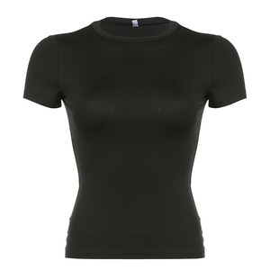 Logo Dernière conception T-shirts pour femmes T-shirts à la mode T-shirts pour femmes de couleur unie pour adultes - Product Image 5