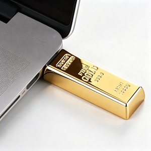 Clé USB en forme de barre d'or brillante, USB 2.0, 1 Go/2 Go/4 Go/8 Go/16 Go/32 Go/64 Go, avec logo personnalisé, cadeau d'entreprise - Product Image 3