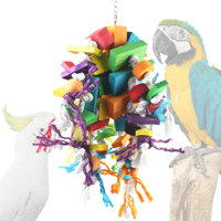 Jouets à mâcher pour oiseaux, jouets en corde de bois colorés résistants aux morsures, en stock, taille moyenne et grande, pour perroquets