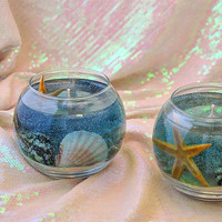 Großhandel Einzigartiges Design Natürliches Gel Soja wachs Benutzer definierte Ozean True Shells Dekoration Aroma therapie Duft kerzen mit Cotton Wick