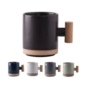 <span class=keywords><strong>Tazza</strong></span> da caffè Cappuccino in stile <span class=keywords><strong>giapponese</strong></span> da 12 once <span class=keywords><strong>tazza</strong></span> in ceramica cinese con manico in legno - Product Image 1