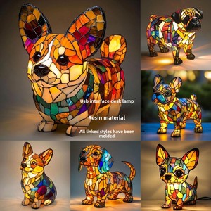 Lámpara de Escritorio Decorativa Vintage de Vidrio con Diseño de <span class=keywords><strong>Perro</strong></span>, Linda Lámpara Nocturna de Resina con Forma de Animal, Adorno de Mesa, Regalos de Navidad y Cumpleaños para Niños - Product Image 1