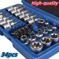 Jeu de 34 embouts Torx de haute qualité, embouts de sécurité mâles/femelles, outil de serrage manuel pour réparation automobile