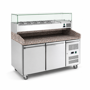 TC-1350 Banco Frigorifero Commerciale a <span class=keywords><strong>Doppia</strong></span> <span class=keywords><strong>Porta</strong></span> con Copertura in Vetro per Pizza e Esposizione Contenitori a Prezzo Conveniente - Product Image 1