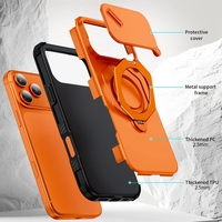 Coque antichoc 2-en-1 avec béquille et protection d'objectif coulissante pour iPhone 17 Pro Max