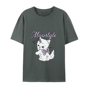 Envío desde EE. UU. OEM/ODM Camiseta personalizada de alta calidad con temática de gato con lazo y estampado de gato Camiseta personalizada - Product Image 5