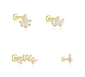 Boucles d'oreilles pendantes en argent 925 avec pierre d'opale de luxe en forme de goutte d'eau et de lueur de lune - Product Image 1