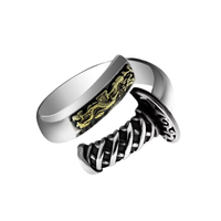 Bague ouverte unisexe en argent sterling 925, style punk, design rétro sabre-soldat, bijou-arme unique, cadeau de fête, troisième partie