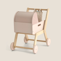 Poussette en bois pour enfants, chariot de poupée, jouet à pousser, chariot de marche Montessori pour jeu d'imitation, cadeau pour tout-petit