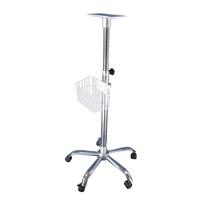 Chariot médical sur roulettes avec grande plateforme et support pour câble, chariot pour appareil ECG