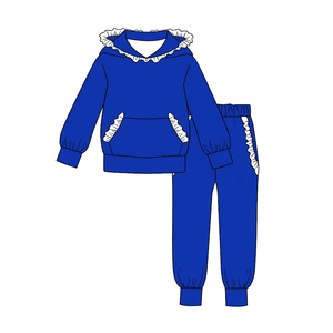 Conjunto de Ropa Infantil al por Mayor para Otoño, Colores Sólidos, con Volantes, Manga Larga y Pantalones Largos para Niñas - Product Image 3