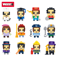 WOMA TOYS-figuras de modelo de policía de bomberos y cantantes, bloques de construcción pequeños, diferentes diseños, educativos, cocina