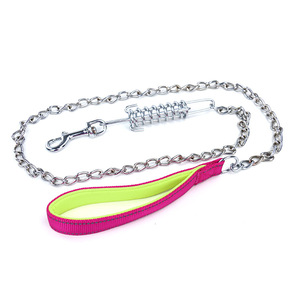 च्यू प्रूफ पालतू पट्टा श्रृंखला भारी शुल्क धातु श्रृंखला कुत्ते का पट्टा मध्यम बड़े कुत्तों के लिए आरामदायक हैंडल के साथ - Product Image 5