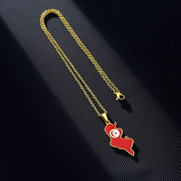 BINSHUO gros personnalisé en acier inoxydable bijoux goutte d'huile Nation tunisie carte drapeau hommes pendentif breloque Couples collier pour femmes